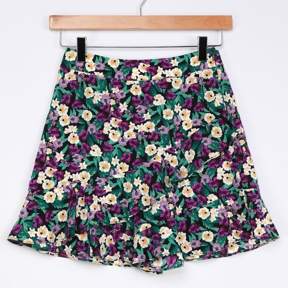 Purple Multi Floral Print Ruffled Skort - Picture 4 of 4